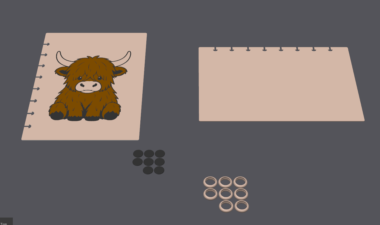 Highland Cow A5 Notebook Cover – STL & 3MF Digital Files