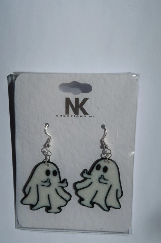 Middle Finger Ghost Earrings