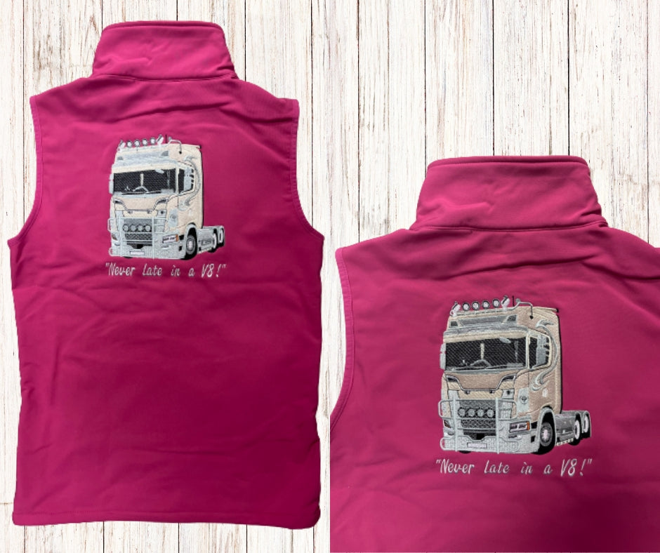 Gold Embroidered V8 Pink Gilet