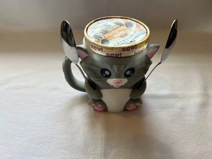 Cleo the Cat Ice Cream Pint Holder with Hidden Snack Drawer