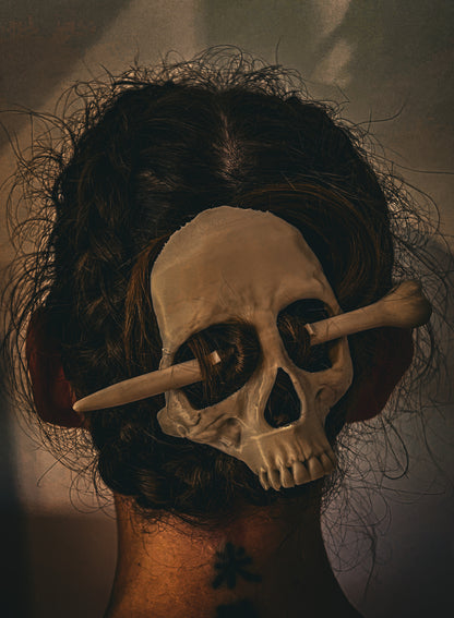 3D Printed Human Skull & Bone Hair Pin