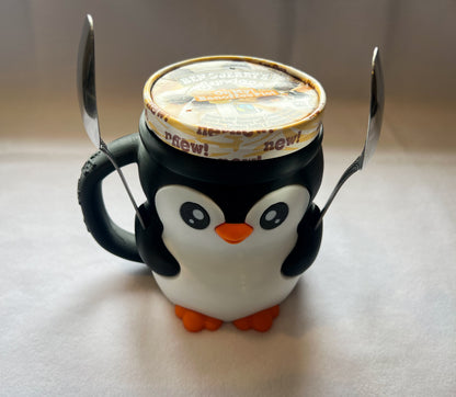 Penguin Ice Cream Pint Holder with Hidden Snack Drawer