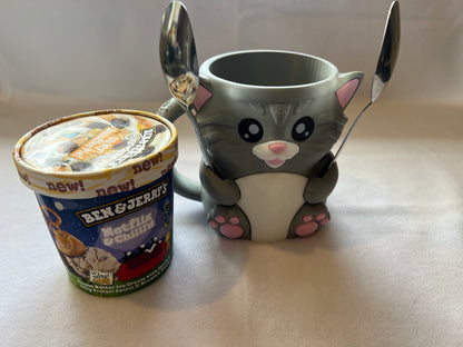 Cleo the Cat Ice Cream Pint Holder with Hidden Snack Drawer