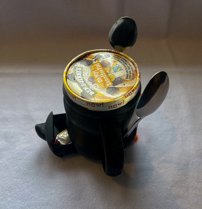 Penguin Ice Cream Pint Holder with Hidden Snack Drawer