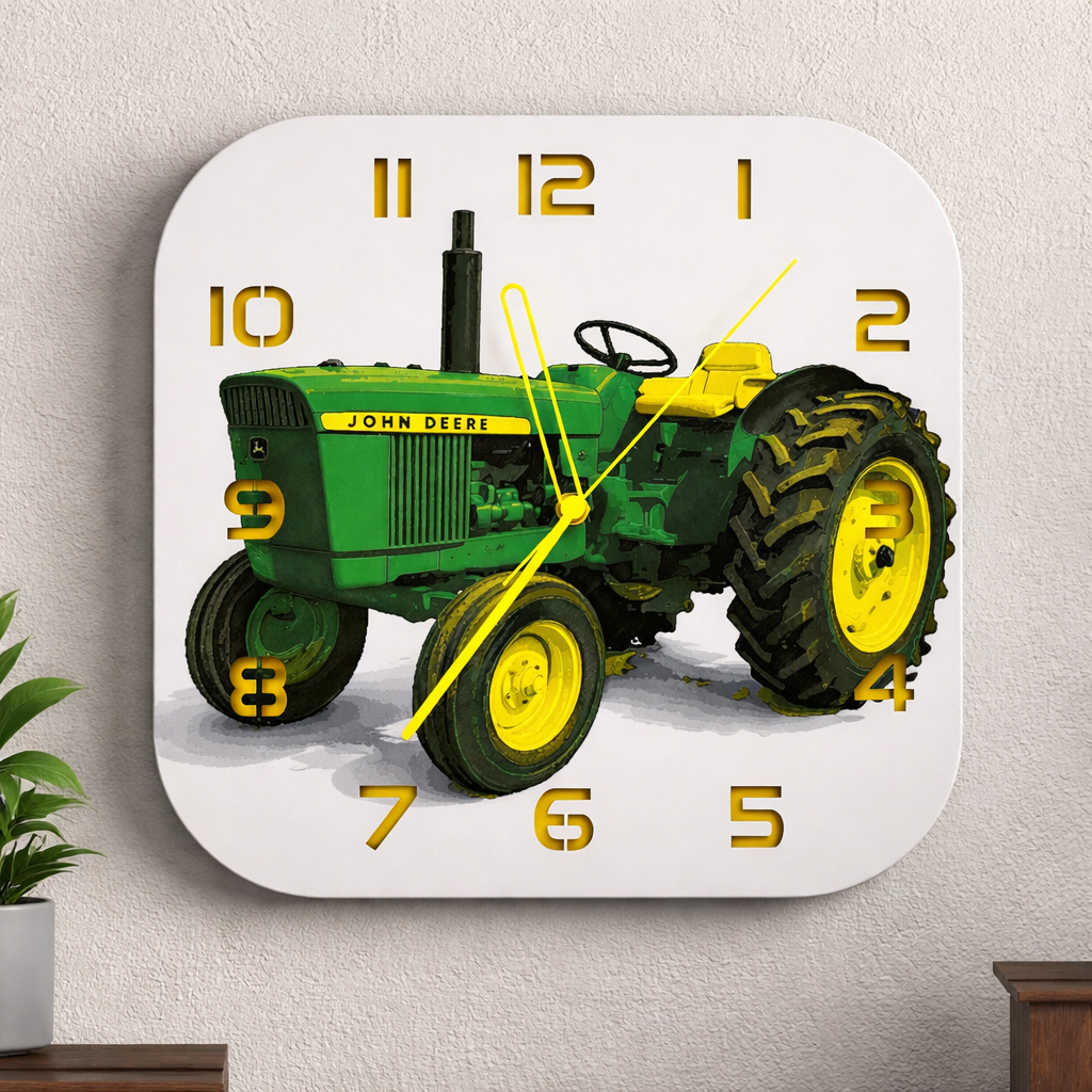 HueForge John Deere Tractor Clock | 3D Printed Farm Wall Clock 245mm