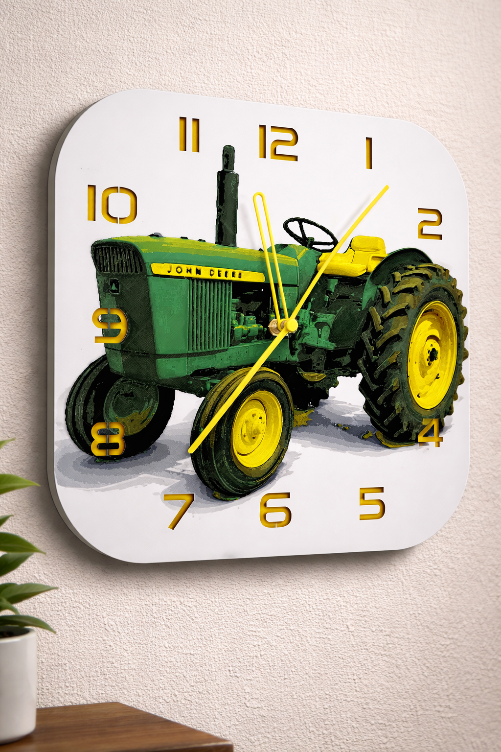 HueForge John Deere Tractor Clock | 3D Printed Farm Wall Clock 245mm