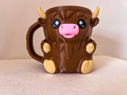 Highland Cow Ice Cream Pint Holder with Hidden Snack Drawer