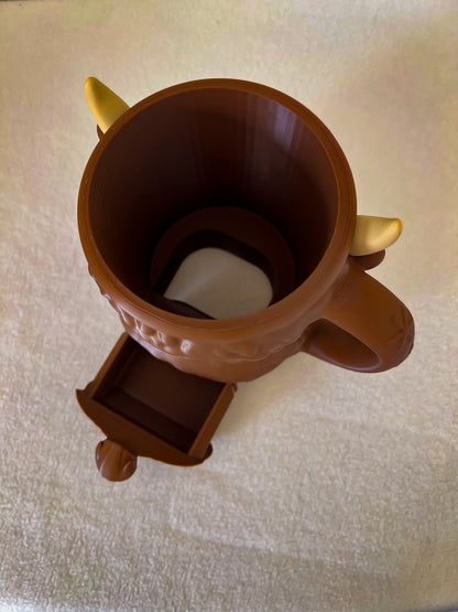 Highland Cow Ice Cream Pint Holder with Hidden Snack Drawer
