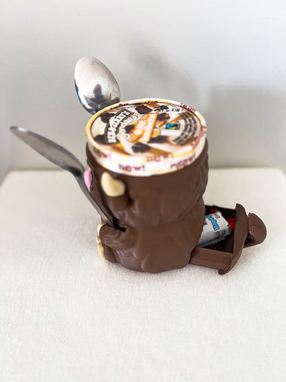 Highland Cow Ice Cream Pint Holder with Hidden Snack Drawer