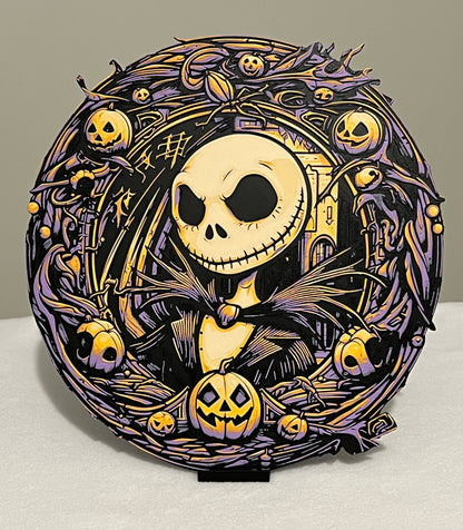 Jack Skellington Halloween Wreath Wall Art | 3D Printed Gothic Decor