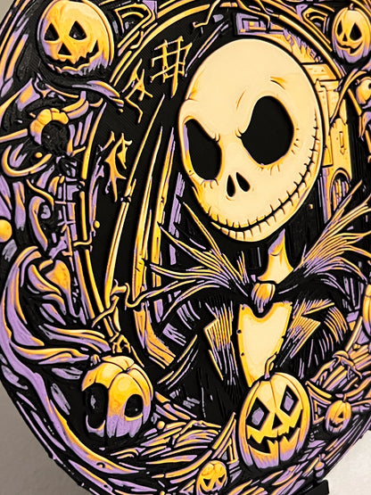 Jack Skellington Halloween Wreath Wall Art | 3D Printed Gothic Decor