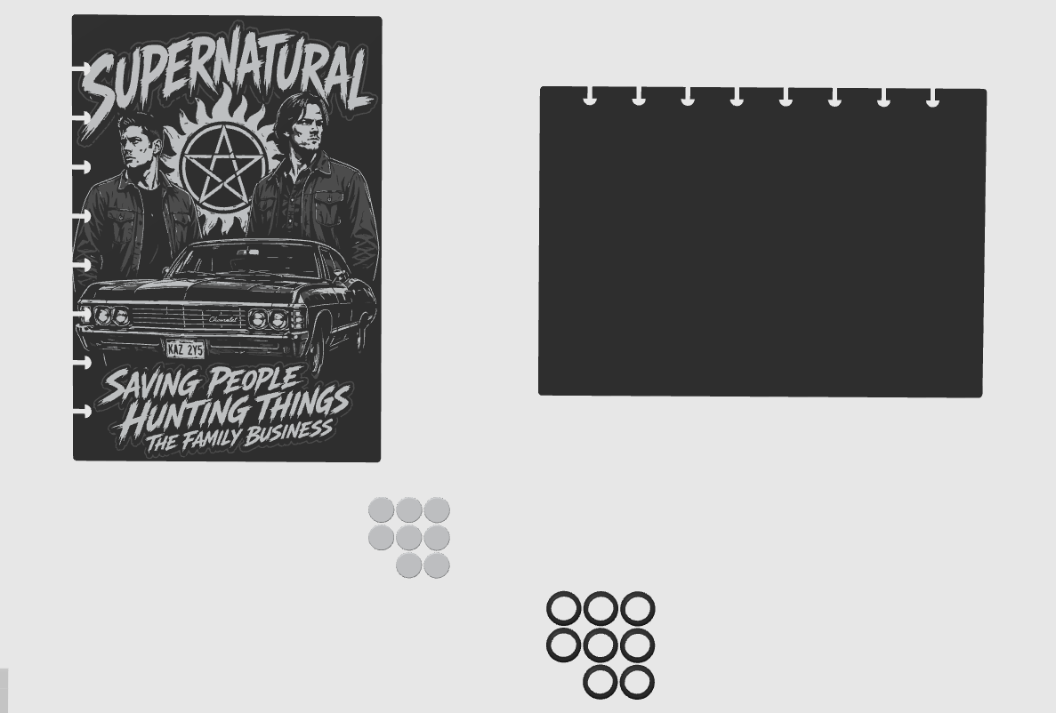 Supernatural Inspired A5 Notebook Cover – 4 Colour AMS – STL & 3MF Digital Files