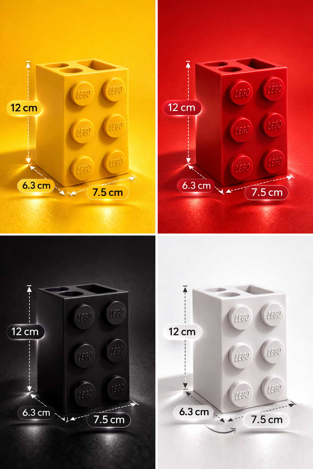 Brick style toothbrush and toothpaste holder 3D printed bathroom organiser