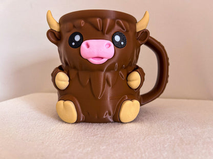 Highland Cow Ice Cream Pint Holder with Hidden Snack Drawer